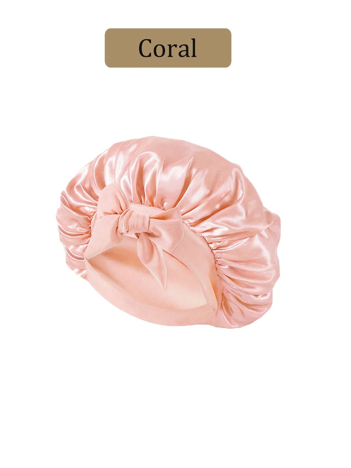 Satin bonnet in coral