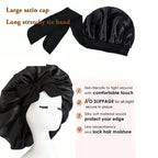Satin bonnet worn for sleep