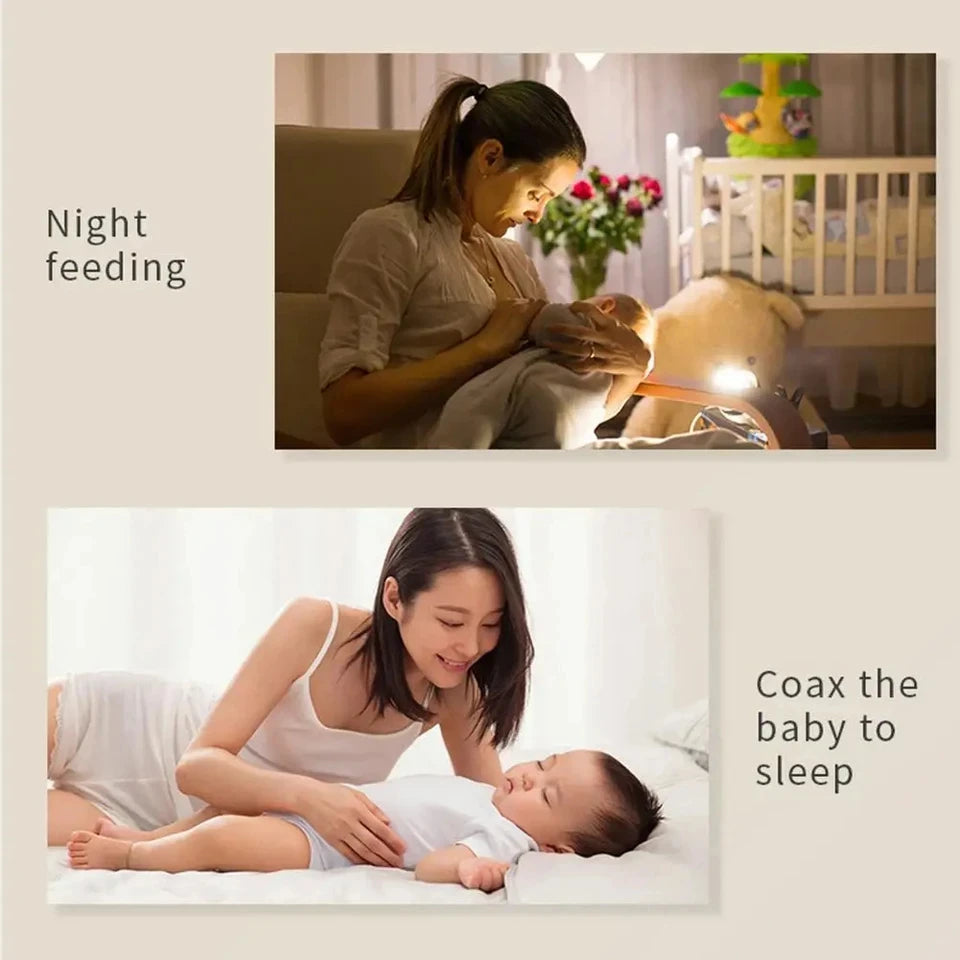 White noise machine on bedside table
