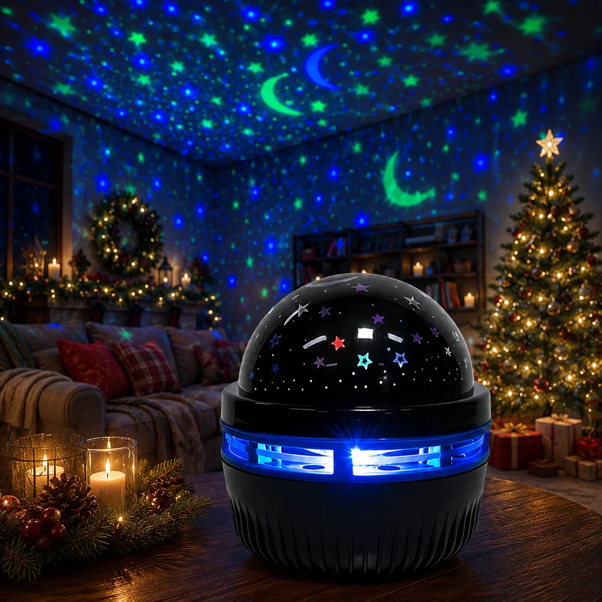 Star projector in a dark room